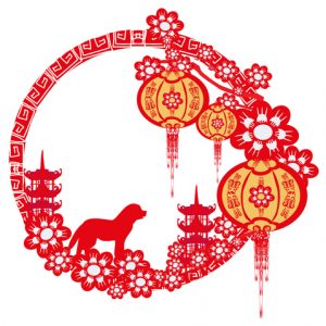 Red Lunar New Year symbol celebrates Year of the Dog