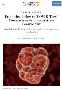 Screenshot of Scientific American article on coronavirus