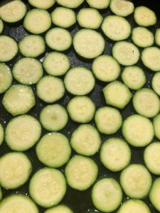 Single layer of zucchini in a skillet